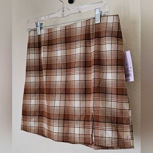 Wild Fable Brown Plaid  Midi Skirt NWT Size 12